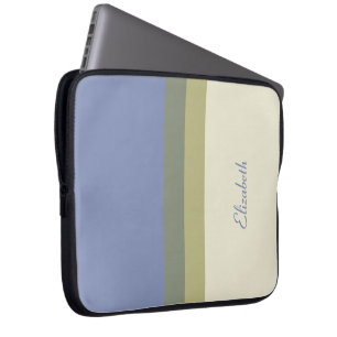 Personalisierte moderne blaue grüne cremefarbene F Laptopschutzhülle