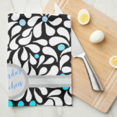 Personalisierte moderne Blume Blau aquamarin ombre Geschirrtuch (Viertel Falte)