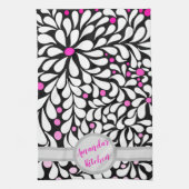 Personalisierte moderne Blume mit rosa Ober Geschirrtuch (Vertikal)