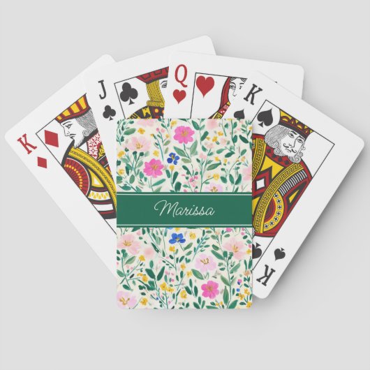 Personalisierte moderne Blumen Spielkarten (Rückseite)