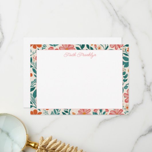 Personalisierte moderne Blumenmagensonde Dankeskarte (Vorderseite/Rückseite Beispiel)