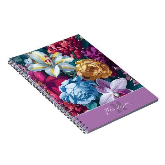 Personalisierte moderne blumenmonogramm notizblock (Rechte Seite)