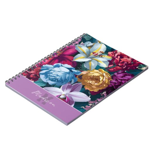 Personalisierte moderne blumenmonogramm notizblock (Linke Seite)