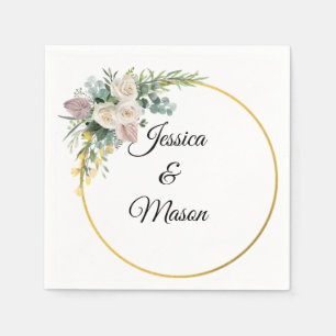 Personalisierte moderne Blumige Hochzeit Serviette