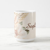 Personalisierte moderne Boho Wasserfarben-Blume Pa Kaffeetasse (Mittel)