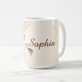 Personalisierte moderne Boho Wasserfarben-Blume Pa Kaffeetasse (VorderseiteRechts)