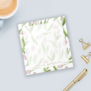 Personalisierte moderne botanische rosa Tulpenblum Notizblock