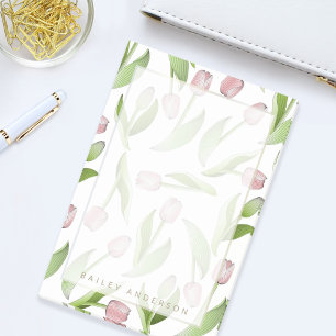Personalisierte moderne botanische rosa Tulpenblum Post-it Klebezettel