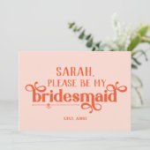 Personalisierte moderne Bridesmaid-Vorschlagskarte (Stehend Vorderseite)