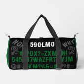 Personalisierte moderne Buchstaben Schwarz Grün Tr Duffle Bag (Vorderseite)