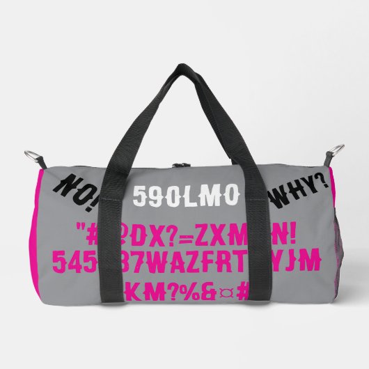 Personalisierte moderne Buchstaben Teens Pink grau Duffle Bag (Vorderseite)
