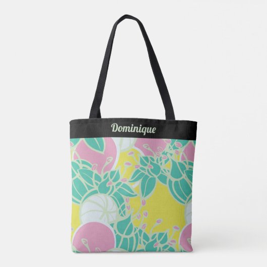 Personalisierte moderne Bud & Blume Muster Tote Ta Tasche (Rückseite)