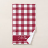 Personalisierte moderne Burgund White Buffalo Karo Badhandtuch Set (Handtuch)