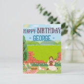 Personalisierte moderne Cat-nic-Geburtstagskarte (Stehend Vorderseite)