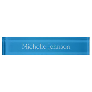 Personalisierte moderne Cerulean Blue Grainy Textu Namensplakette