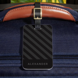 Personalisierte, moderne, einfache schwarze Streif Gepäckanhänger