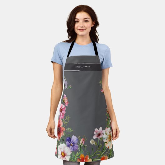 Personalisierte moderne elegante Blumen Schürze (Getragen)