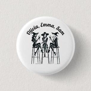 Personalisierte, moderne, elegante Hexen Weinbar Button