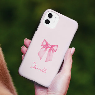 Personalisierte moderne elegante rosa Schleife iPhone 16 Hülle