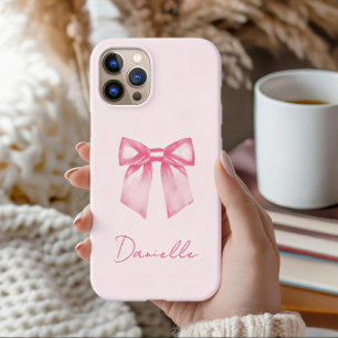 Personalisierte moderne elegante rosa Schleife iPhone 16 Hülle