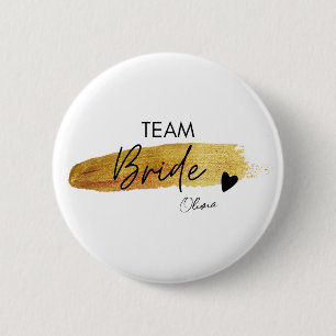 Personalisierte moderne elegante Team Braut in Gol Button