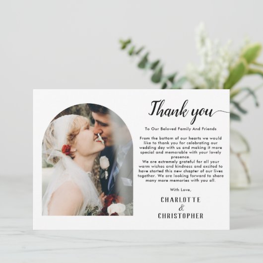 Personalisierte moderne Eleganz Danke Foto Card (Stehend Vorderseite)