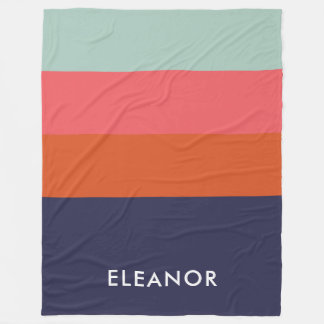 Personalisierte, moderne Farbblockstreifen Fleecedecke