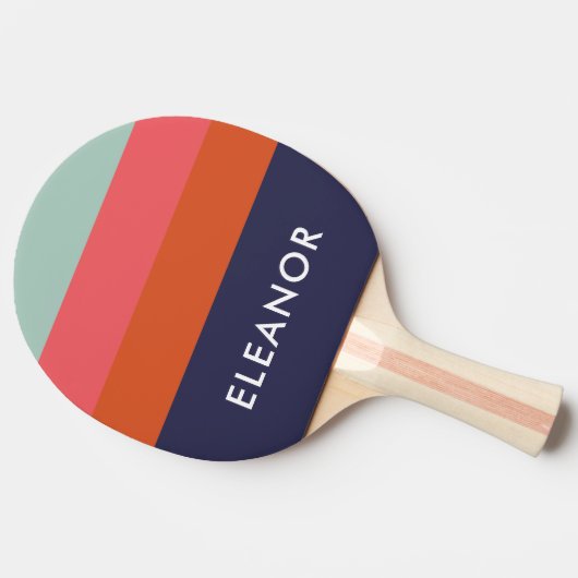 Personalisierte, moderne Farbblockstreifen Tischtennis Schläger (Seitenansicht)