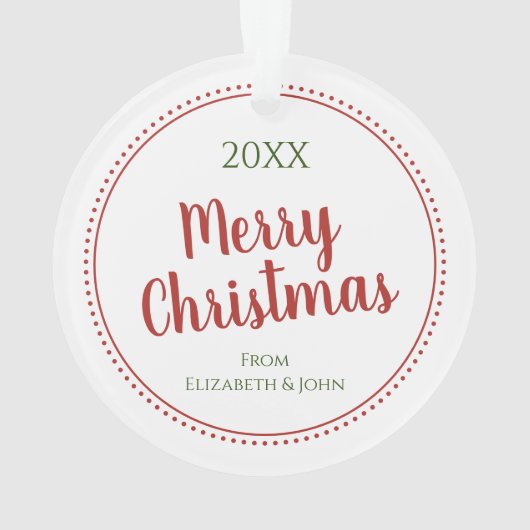 Personalisierte moderne frohe Weihnachtsgrenze Ornament (Rückseite)