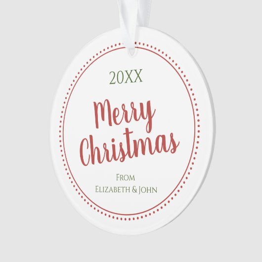 Personalisierte moderne frohe Weihnachtsgrenze Ornament (Vorderseite)