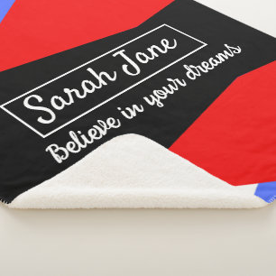 Personalisierte moderne geometrische Rot & Blau Sherpadecke
