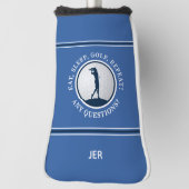 Personalisierte moderne Golferin Monogramm Blau Da Golf Headcover (Rotieren 90)