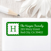 Personalisierte moderne grüne Monogramm-Rücksendea (Insitu)