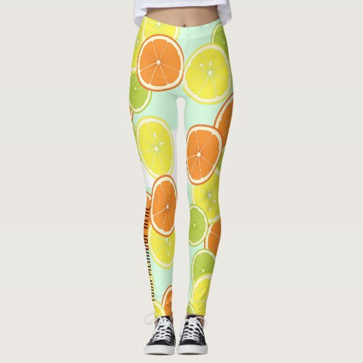 Personalisierte, moderne, grüne Zitrusfrüchte Leggings (Vorderseite)