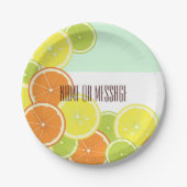 Personalisierte, moderne, grüne Zitrusfrüchte Pappteller (Vorderseite)