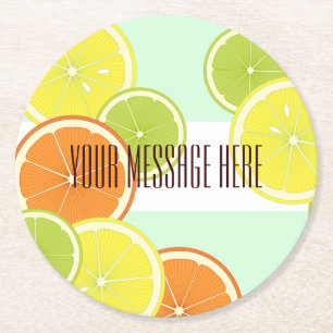 Personalisierte, moderne, grüne Zitrusfrüchte Runder Pappuntersetzer