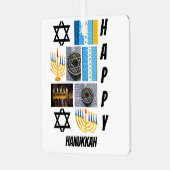 Personalisierte moderne Hanukka 9 FotoCollage Ornament Aus Metall (Vorderseite links)