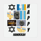 Personalisierte moderne Hanukka 9 FotoCollage Ornament Aus Metall (Vorderseite)
