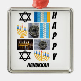 Personalisierte moderne Hanukka 9 FotoCollage Ornament Aus Metall