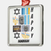 Personalisierte moderne Hanukka 9 FotoCollage Ornament Aus Metall (Links)