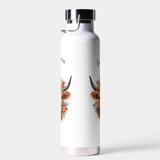 Personalisierte moderne Hochlandkuh Trinkflasche (Rechts)