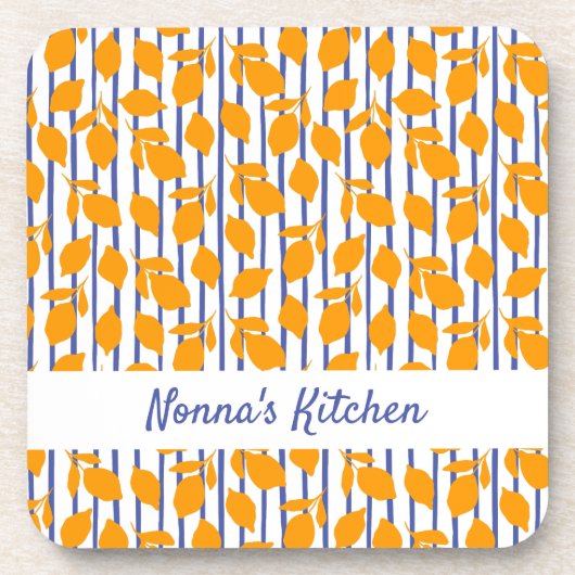 Personalisierte moderne italienische Küche Lemons Getränkeuntersetzer (Vorderseite)