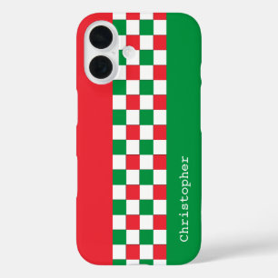 Personalisierte moderne italienische Racing-Karo iPhone 16 Hülle