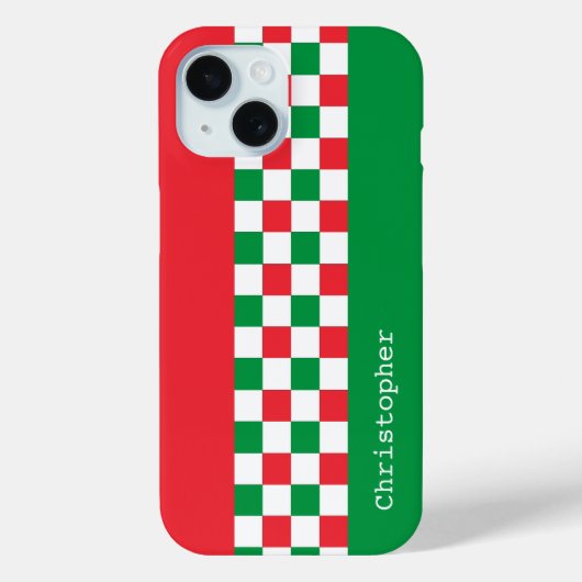Personalisierte moderne italienische Racing-Karo Case-Mate iPhone Hülle (Rückseite)
