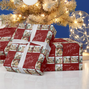 Personalisierte moderne Kalligrafie Weihnachtsfoto Geschenkpapier