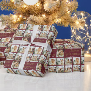 Personalisierte moderne Kalligrafie Weihnachtsfoto Geschenkpapier