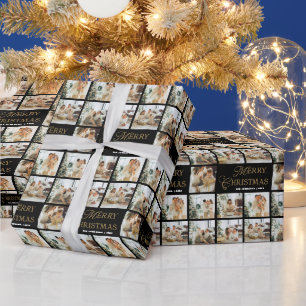 Personalisierte moderne Kalligrafie Weihnachtsfoto Geschenkpapier