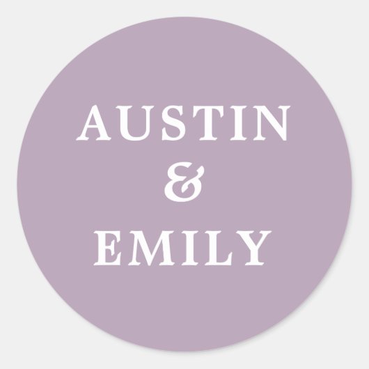 Personalisierte moderne Lavendelhochzeit Runder Aufkleber (Vorderseite)