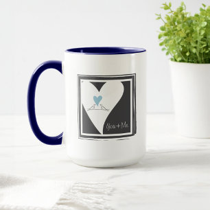 Personalisierte moderne Liebesvögel Hellblaues Her Tasse