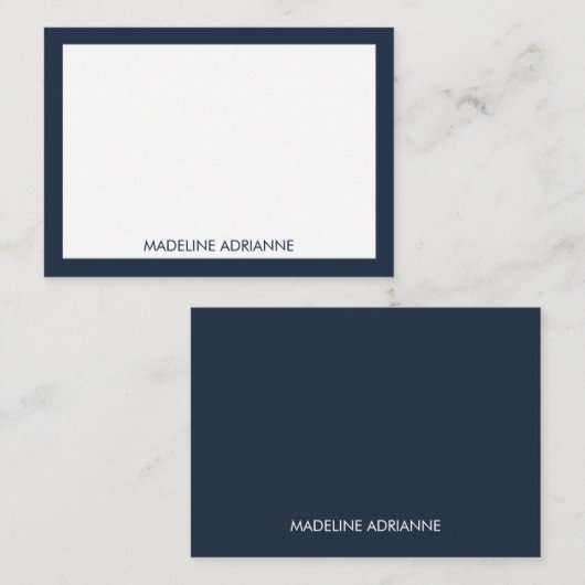 Personalisierte moderne minimalistische Navy-Name  Mitteilungskarte (Vorne/Hinten)